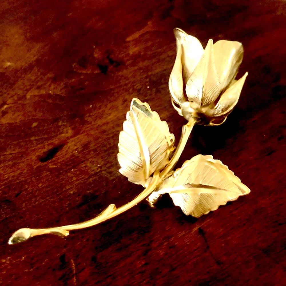 Gold Plated Vintage Rose Pin